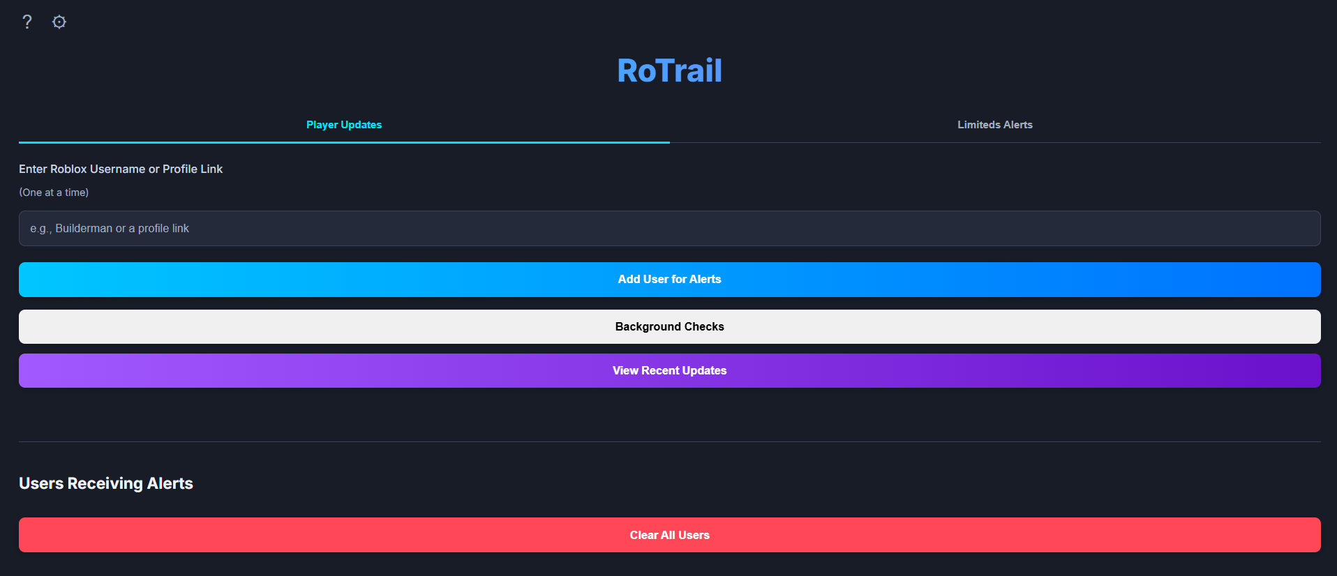 Screenshot of RoTrail recent updates with a confirmation modal