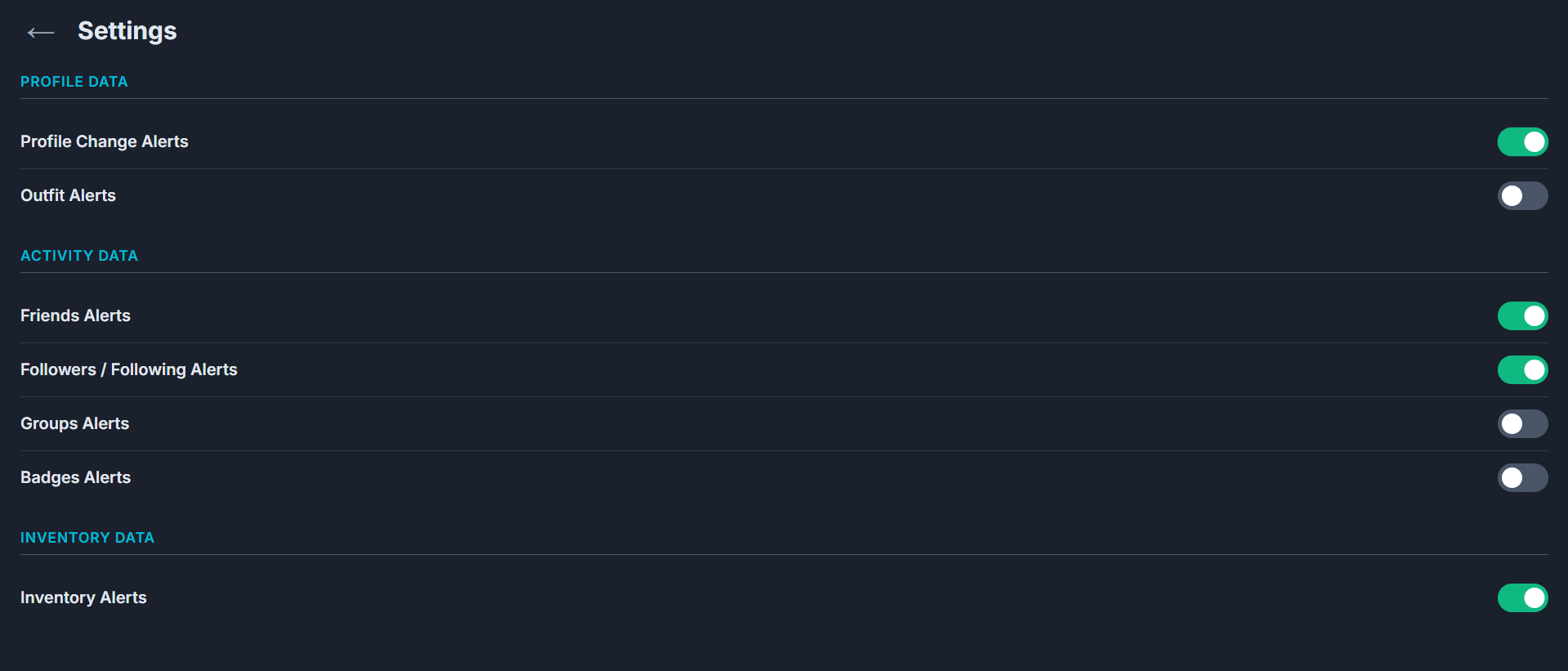 Screenshot of RoTrail recent updates page