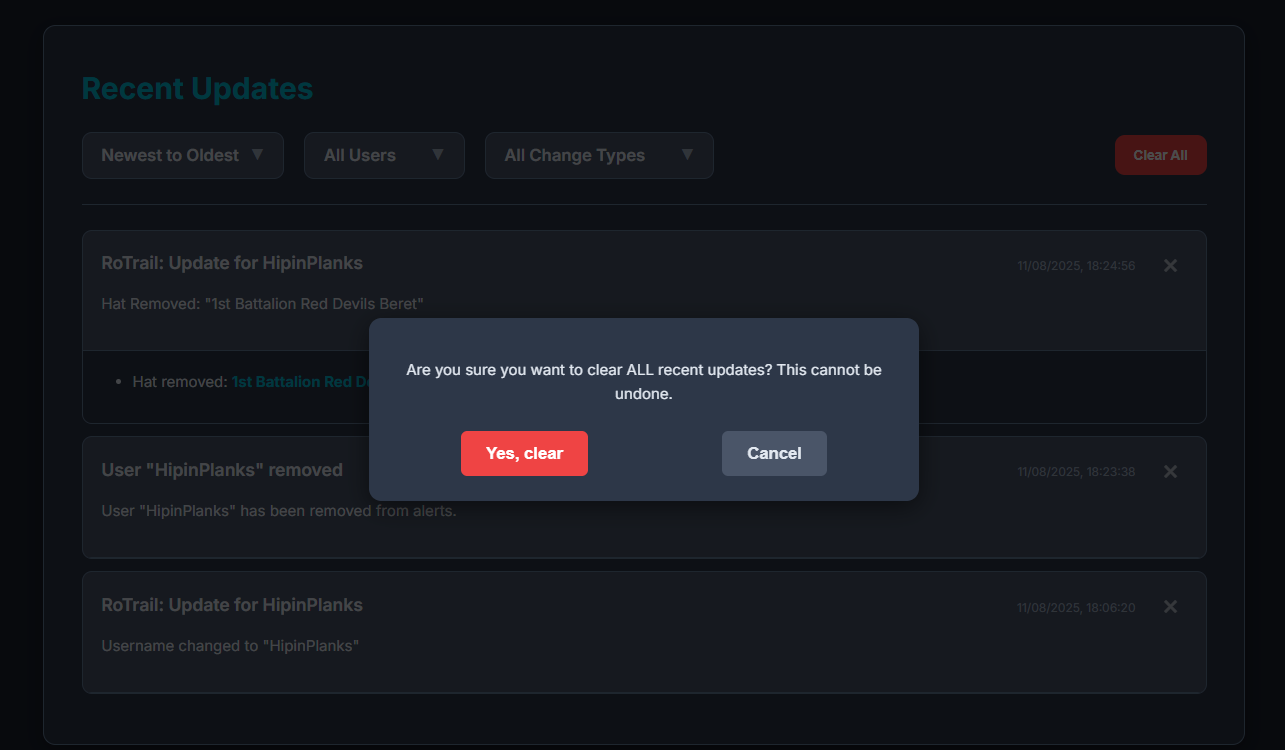 Screenshot of RoTrail help page